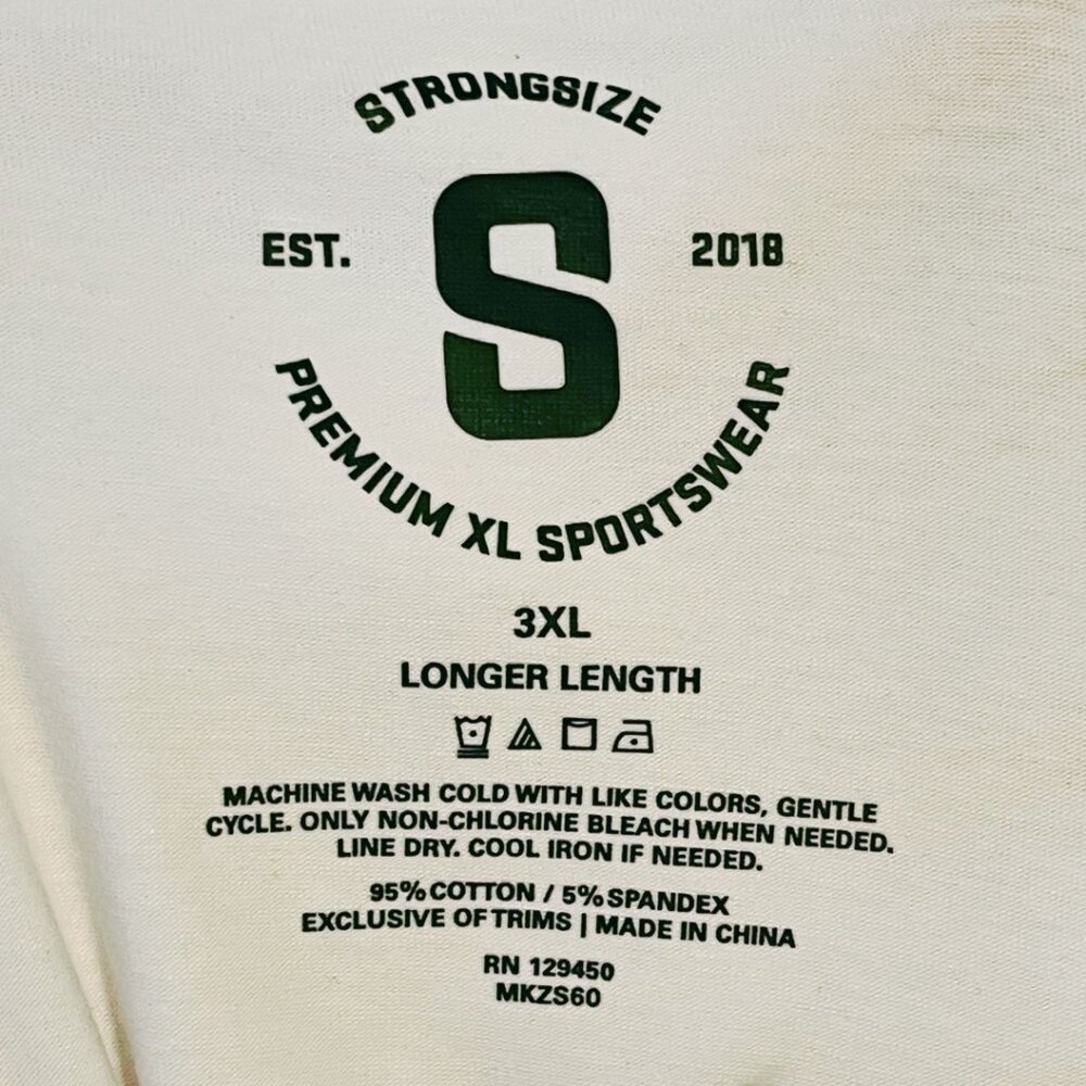 NWOT Strongsize White V-Neck T-Shirt Longer Length Size 3XL - Picture 3 of 6